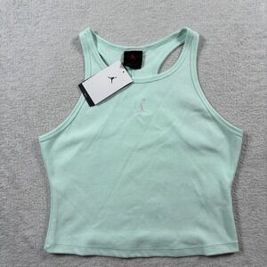 Jordan Air Essentials Cropped Top Womens Large Green Tight Racerback Activewear